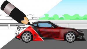 Раскраска - Спортивная машина на гоночном треке - Мультики Крошки Антошки