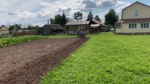 Вспашка мотоблоком НЕВА с самодельным адаптером