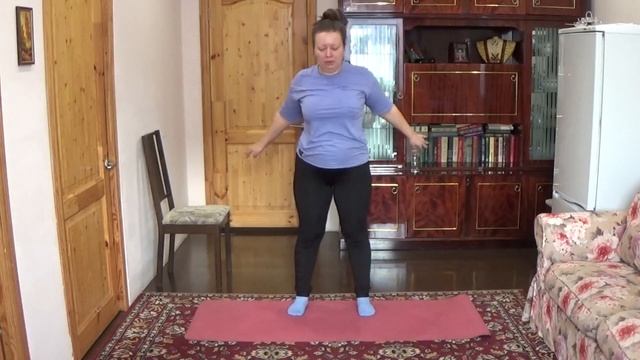 №14. Самая простая зарядка для новичков. Мой вес 93 кг. Легкая гимнастика для толстых. смотреть онлайн