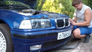 BMW e36-Тюнинг передних фар.Установка на авто.Подключение.Обзор