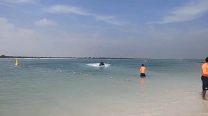 Yas Beach Jet Skiing in the shadow of Warner Bros World Abu Dhabi & Ferrari World, Yas Island, UAE