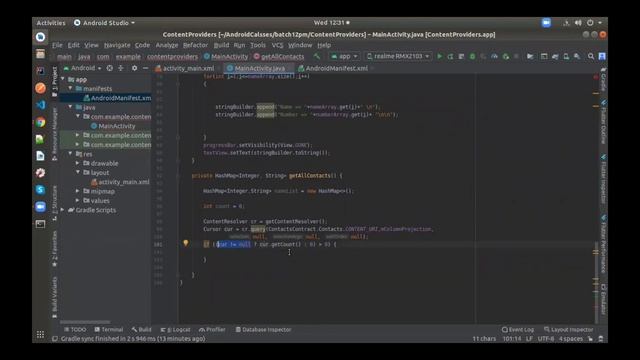 Contact Provider  With Source Code In Android Studio |  Get Contacts Android Example |