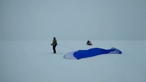 Буксировка параплана Танго-31 за снегоходом.