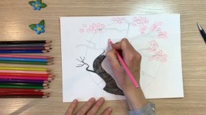 Сакура рисунок. Япония рисунок Как нарисовать Японию нарисовать сакуру цветущее дерево весна рисуно