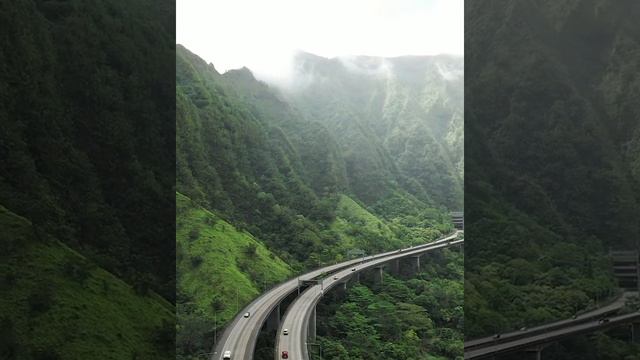 An Elevated Highway In The Mountain Valley In Hawaii