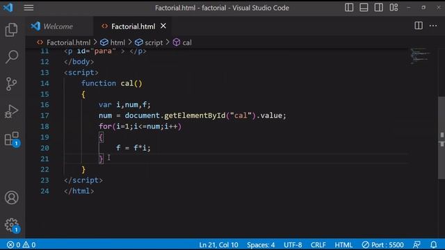 Calculate Factorial By JavaScript ~ Factorial  ka Program kese bnaye || CALCULATE FACTORIAL ||