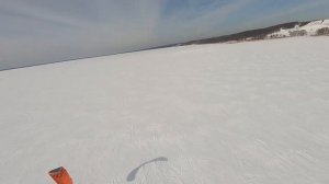 Зимний кайтинг на озере Плещеево. Съемка с гоночного дрона.