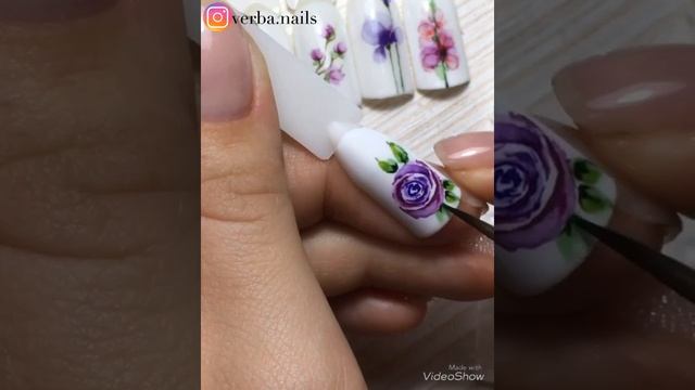 Акварель на ногтях для начинающих/ Уроки акварели/ Быстрый дизайн ногтей