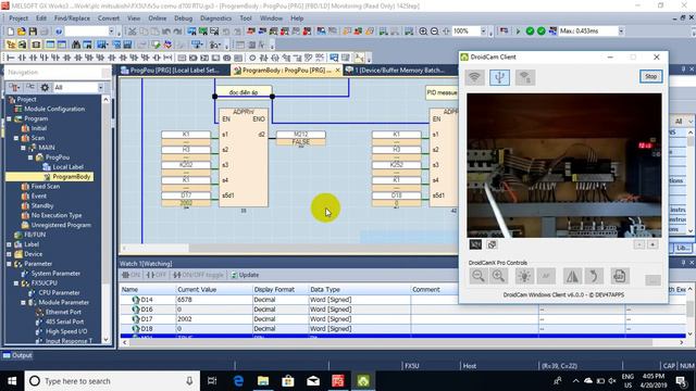 Mudbus RTU PLC FX5U and Mitsubishi d700 смотреть онлайн
