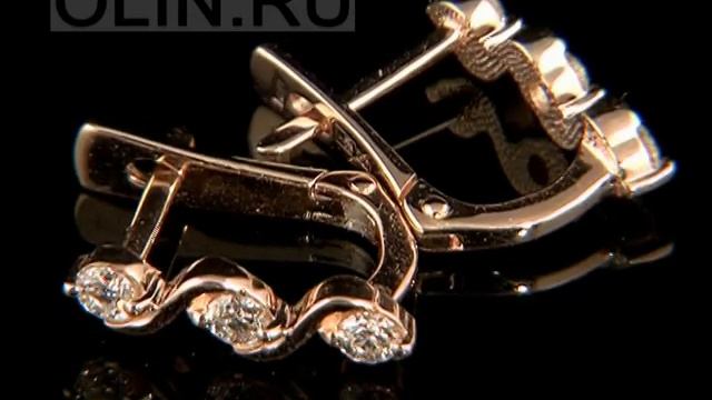 Сережки - "Косички" из золота с бриллиантами смотреть онлайн