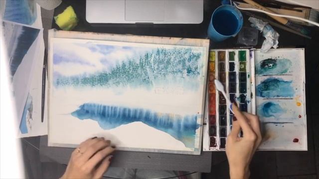 Прямой эфир по марафону "Зимнее чудо". Рисуем пейзаж акварелью. смотреть онлайн