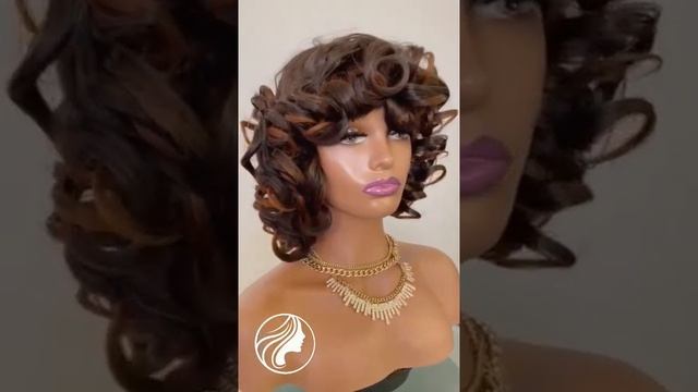 Synthetic 16″ Wavy Curly Wig with Fringe смотреть онлайн