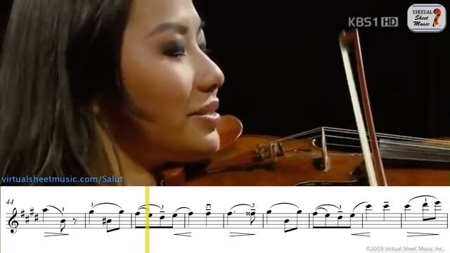 Sarah Chang - Salut d'amour, Op.12 - Elgar - Sheet Music Play Along смотреть онлайн
