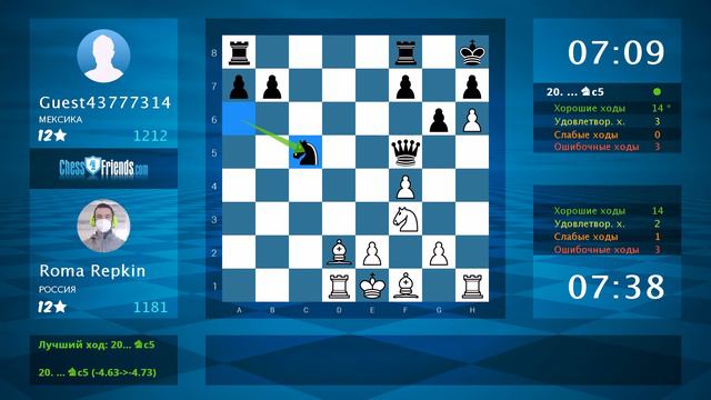 Chess Game Analysis: Roma Repkin - Guest43777314 : 1-0 (By ChessFriends.com) смотреть онлайн