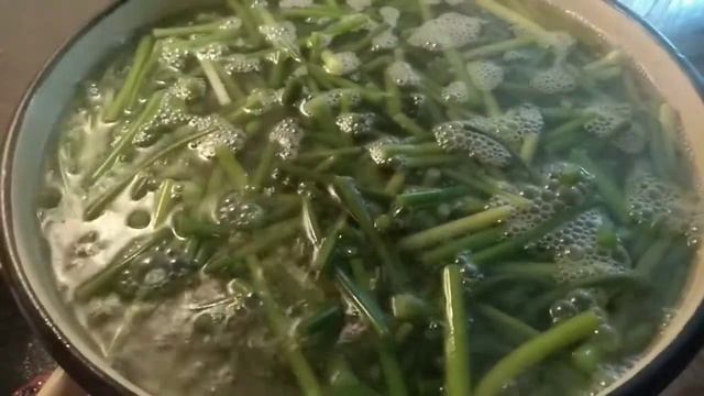 săgeţi de usturoi prăjiţi.чесночные стрелки жареные.очень вкусно и полезно. каждый день