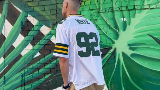 Белая футболка, майка NFL Грин Бэй Пэкерз , хип-хоп стиль, регби