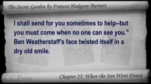 Chapter 22 - The Secret Garden by Frances Hodgson Burnett - When the Sun Went Down