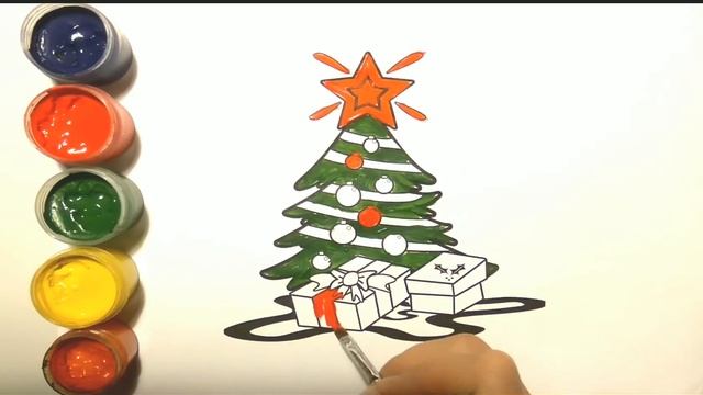 Рисуем новогоднюю елочку учим цвета для детей смотреть онлайн