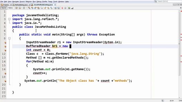 Java Program to List all declared methods in a class. смотреть онлайн