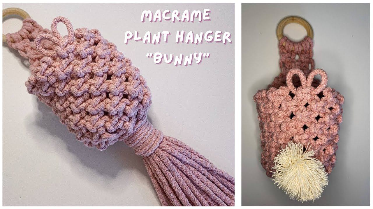 Макраме кашпо «Зайка»/Macrame Plant Hanger "Bunny"
