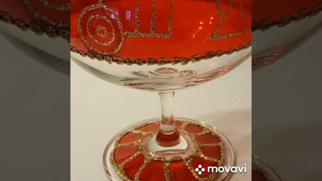 My stained glass.  Part 2. Maka Khutsishvili.  Мои витражные бокалы коньячные и  винные наборы.