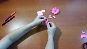 Цветок сакуры.  Оригами