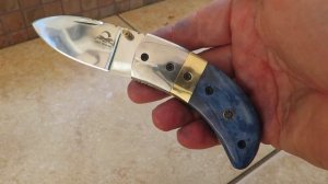 DKC-43-BL-440c Blue Thumb 440c Stainless Steel  DKC Knives Custom Hand Made