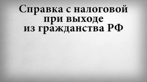 Справка с налоговой при выходе из гражданства РФ