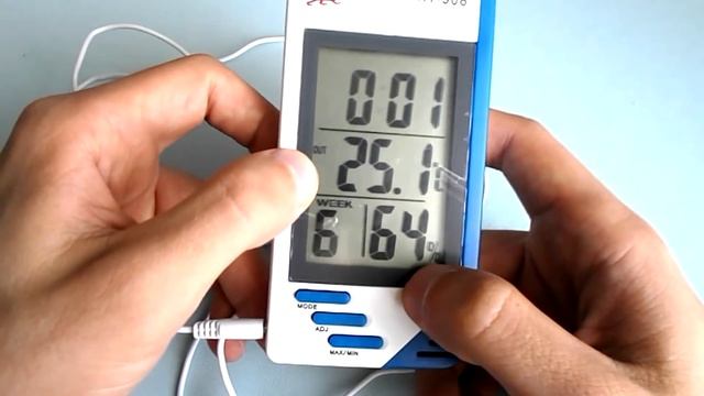 Градусник электронный с гигрометром, выносным датчиком, часами КТ 908 смотреть онлайн