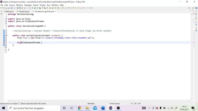 Java Serialisierung von Objekten | Java Tutorial für Fortgeschrittene