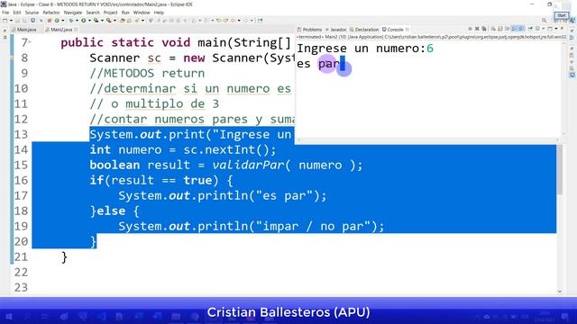Metodo return que devuelve un boolean validar si un numero es par o impar o multiplo en JAVA смотреть онлайн