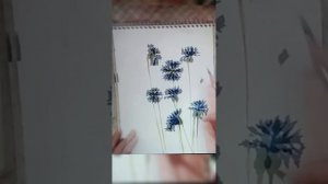 акварель рисования творчество живопись цветы??????? василëк