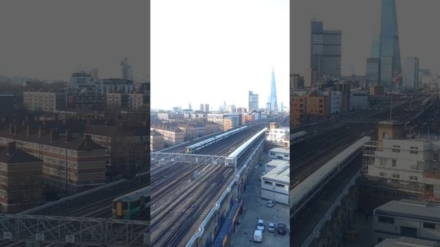 Trains leaving from London Bridge. A nice view of the Iconic Shard Building in London