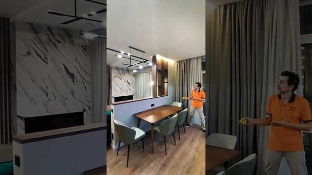 Перегородка. Пример зонирования кухни и гостиной