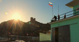 Как заходили на погранзаставу. Флаг России вместо украинского. 18 марта 2014 в Крыму