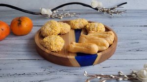 Блюдо для сервировки из дерева и полимерной смолы