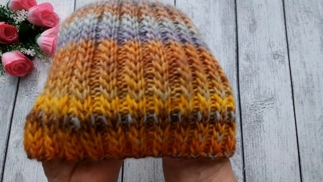 Готовая работа. Шапка BOOM с красивой объемной резинкой. смотреть онлайн