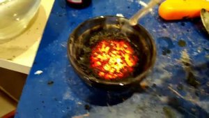 Сахар+марганец=бурная реакция.