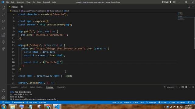 How to create your own API for FREE using Axios and Cheerio with Nodejs.