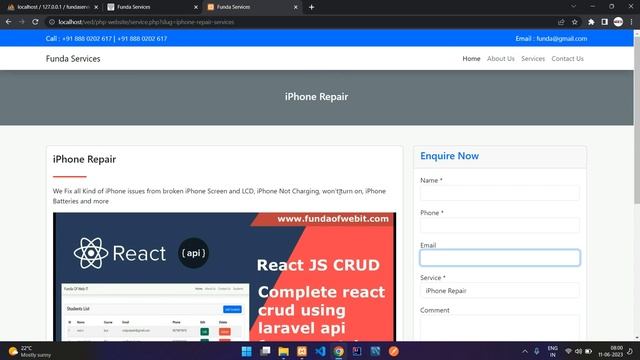 Part 1: Overview of PHP Website with Admin Panel Eg. Devices services website in php admin panel