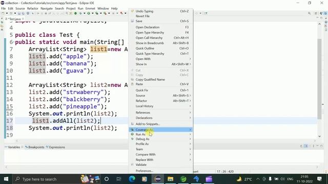 addAll() method in ArrayList || Shyam Sundar