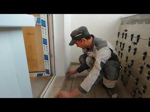 Плинтус из плитки на балкон, а также шлифовка под паутинку.