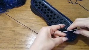 Мокасины вязаные крючком синие "1 часть"