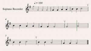 русская народная песня "Как под горкой, под горой" темп 100 - видеоминусовка для блокфлейты
