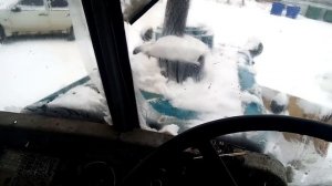 Шнекоротор самодельный на Т-150 по мокрому снегу