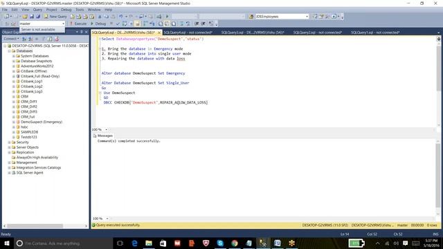 Databases Status Move #sqlserver #sqlserver2019 #sqltraining #sqltutorial #sqlforbeginners