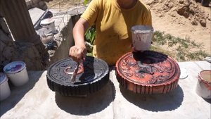 Монета. Счастливый пятак. Роспись акриловыми красками.