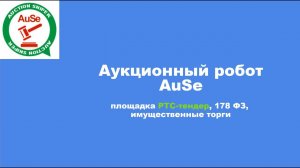 Аукционный робот AuSe, торгующий, площадка РТС-тендер, 178 фз. Функции, настройка, торги.