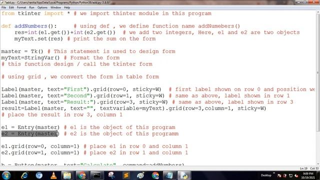 Python Program to Add Two Numbers in Tkinter