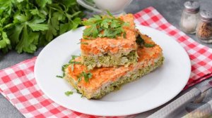 Яркое блюдо.
ЗАПЕКАНКА ИЗ КУРИНОГО ФАРША С БРОККОЛИ
